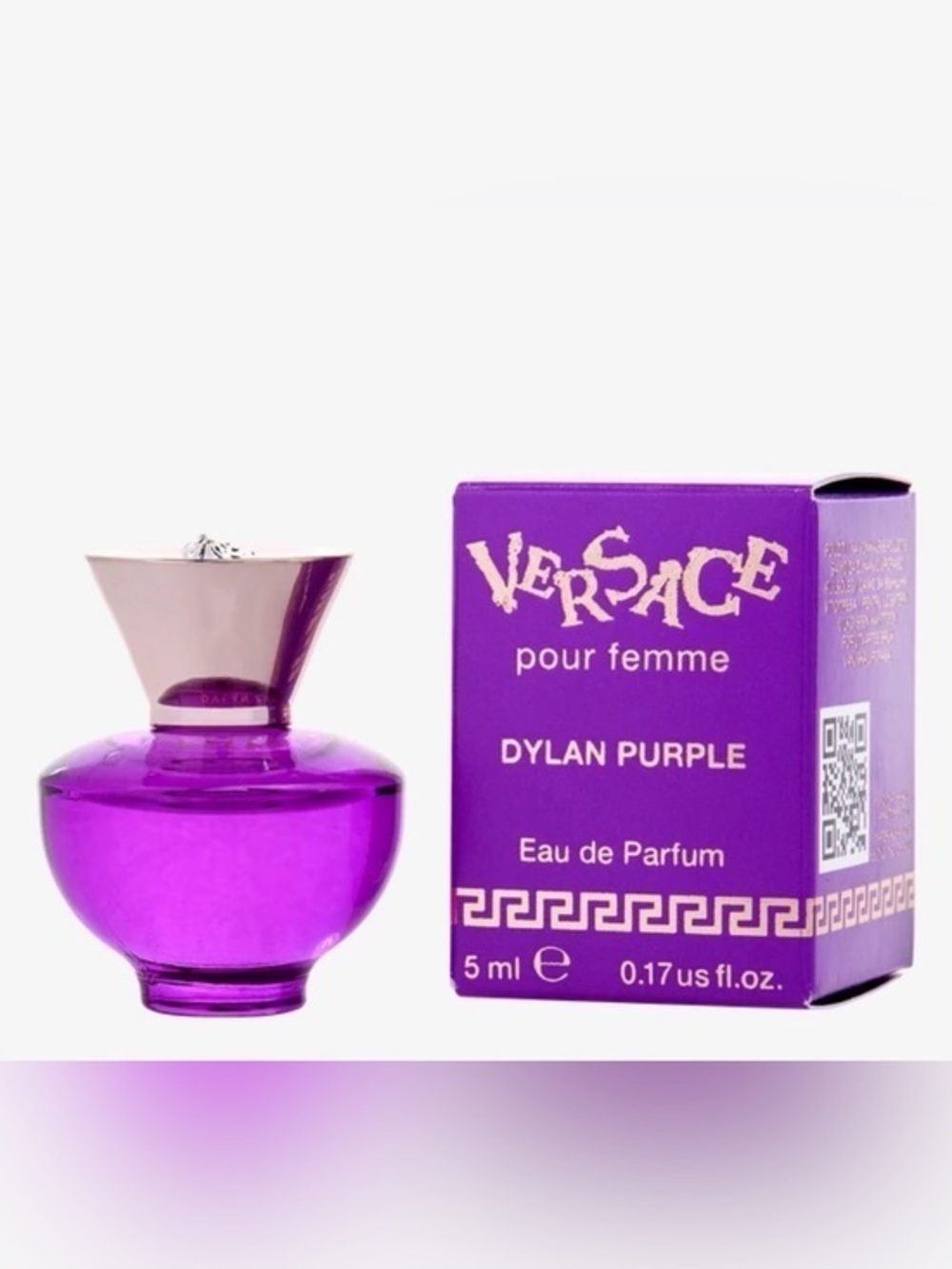 Versace Mini Purple Glass Perfume Bottle with Silver Cap .15oz